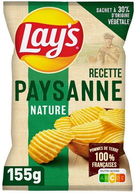 Chips de pomme de terre à l'ancienne ou nature mais industriel